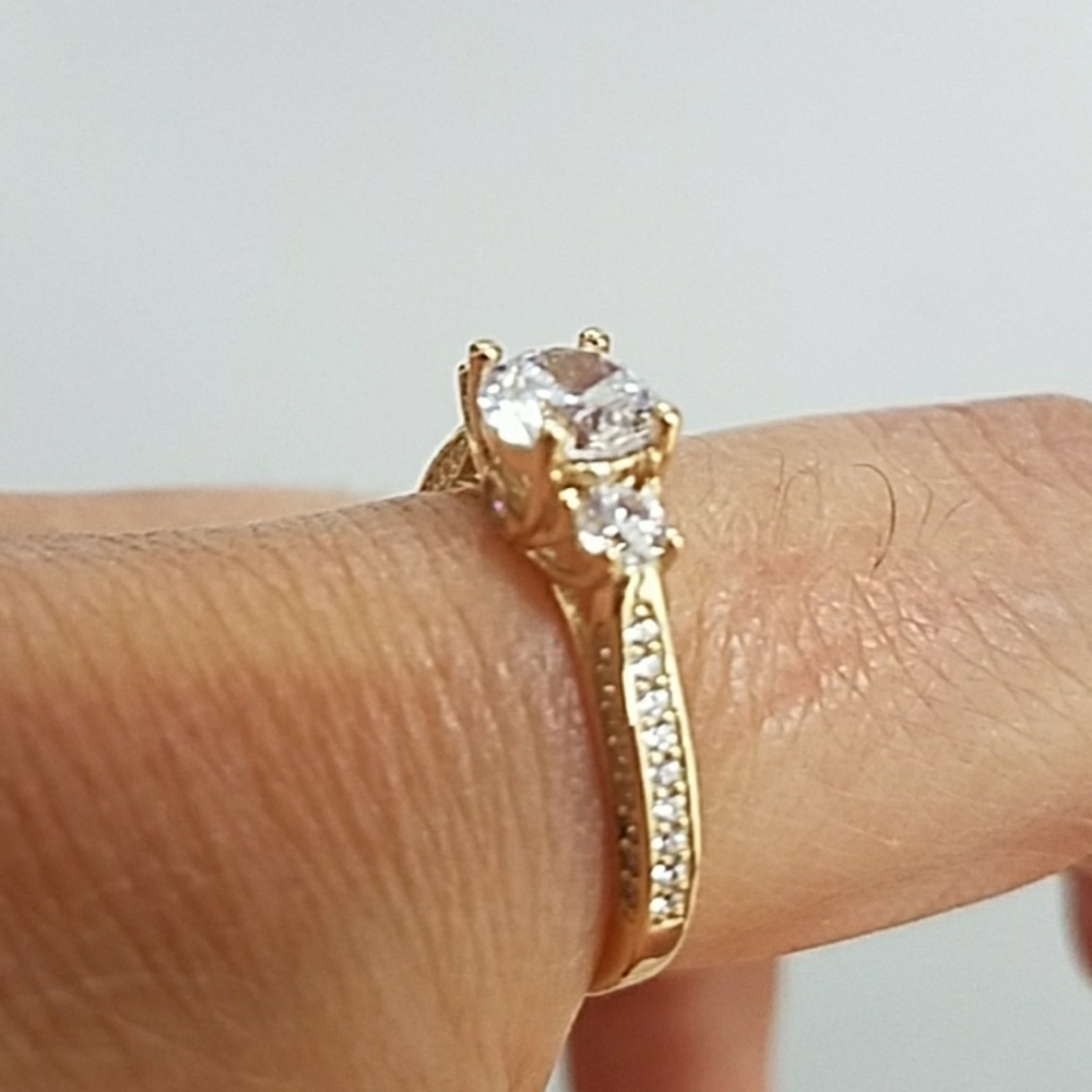 New 14K Solid Yellow Gold Engagement Ring size 7 - Picture 6 of 8